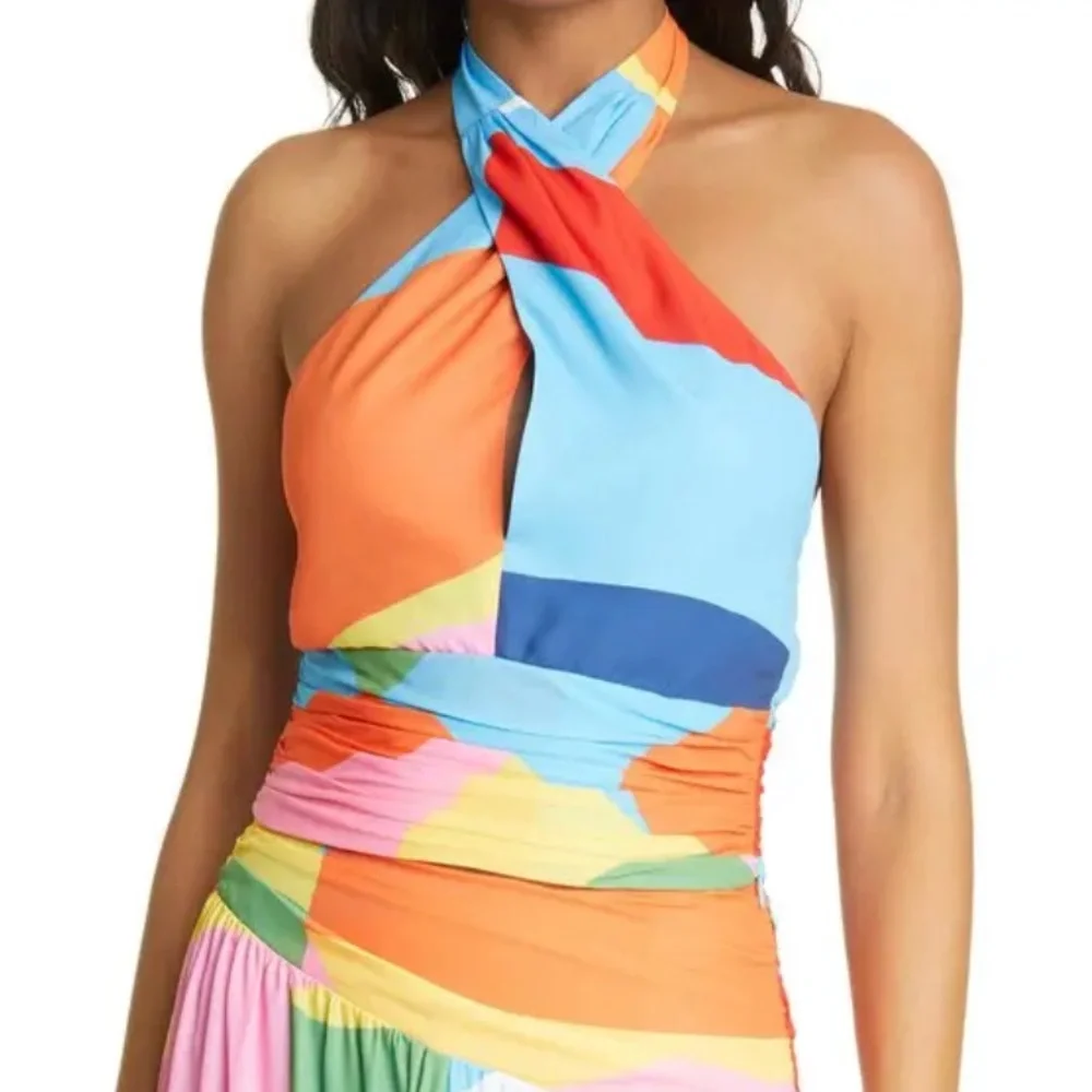 ✨ SALE✨ STAUD Kai Halter Cropped Top - Capri/ Coastal Marble Colorful Vacation - Picture 1 of 7